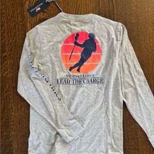 Vineyard Vines Gray and Red Long Sleeve Tee